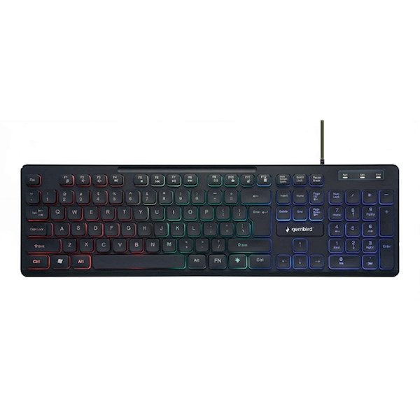 კლავიატურა Gembird KB-UML-02 Rainbow, Wired, backlight multimedia keyboard, Black (2)