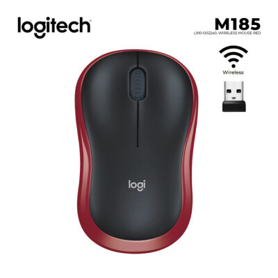მაუსი უსადენო LOGITECH L910-002240 M185 Wireless Mouse - RED - EER2