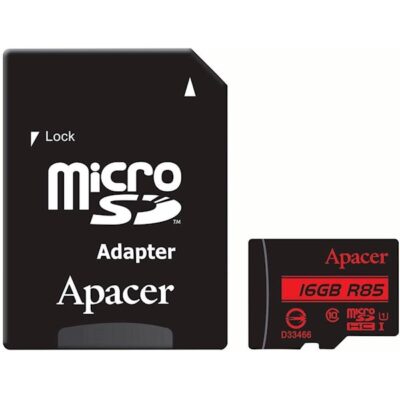 1ფლეშ მეხსიერების ბარათი AP16GMCSH10U5-R microSDHC UHS-I U1 R85 Class10 16GB w/ 1 Adapter RP