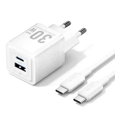 VENTION FEQW0-EU 2-Port USB (C + A) GaN Charger (30W/30W) EU-Plug White
