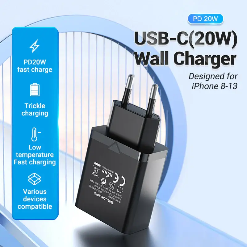 VENTION FADB0-EU 1-port USB-C Wall Charger(20W) EU-Plug Black