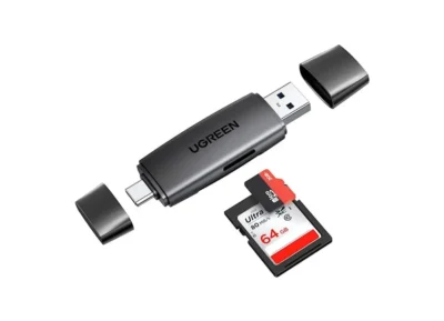 ბარათის წამკითხველი UGREEN CM304 (80191) Multifunction Card Reader, USB-A, USB-C, SD/TF, Black