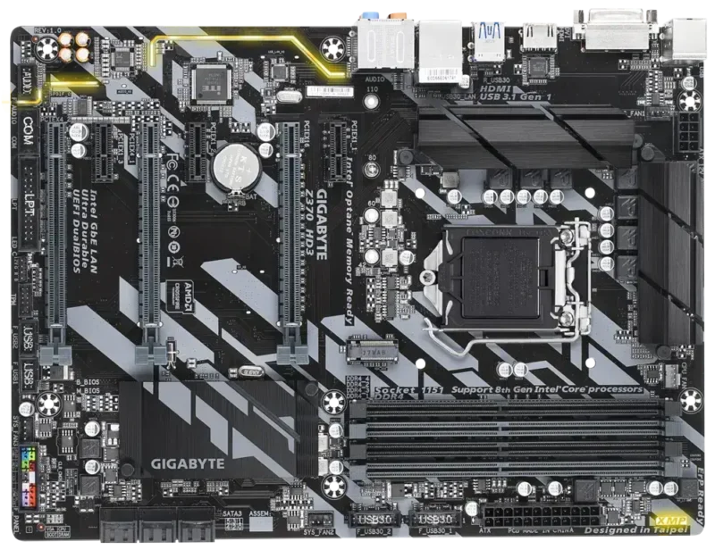 -დედა დაფა - Gigabayte Z370 HD3 , Socket 1155, DDR4