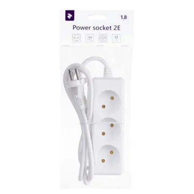 დენის დამაგრძელებელი 2E power strip 3XCEE7/17, 2G*1.0mm2, 1.8m, white