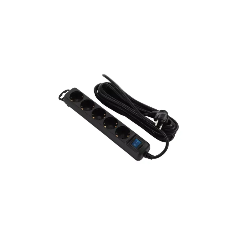 ელექტრო დამაგრძელებელი Power strip 2E 5XSchuko with switch, 3G*1.5mm2, 3m, black