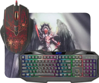 -კომპლექტი (კლ.+მაუსი+მ.დასადები) Anger MKP-019 Gaming combo, Light,KB,Mouse,Mouse Pad (52019) DEFEND