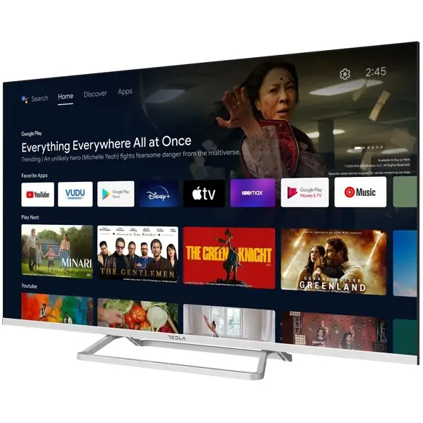 ტელევიზორი TV Tesla 50E635SUS 50” (127cm), Silver/ frameless, 3840x2160 (UHD), DVB-T/T2/C/S/S2, Android 11