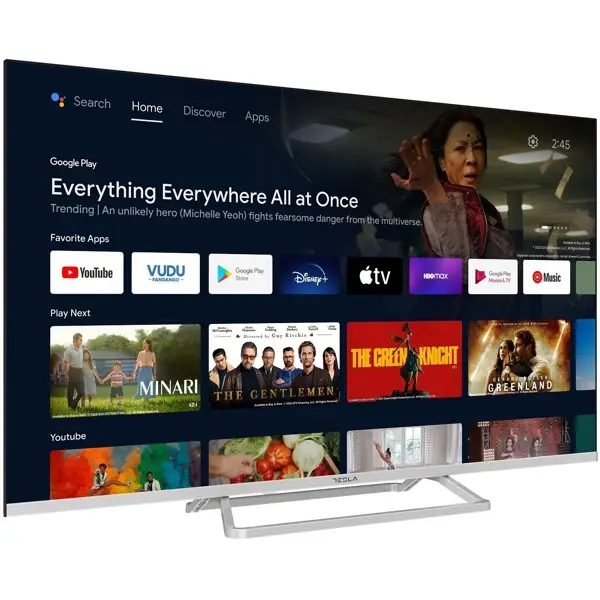 ტელევიზორი TV Tesla 50E635SUS 50” (127cm), Silver/ frameless, 3840x2160 (UHD), DVB-T/T2/C/S/S2, Android 11