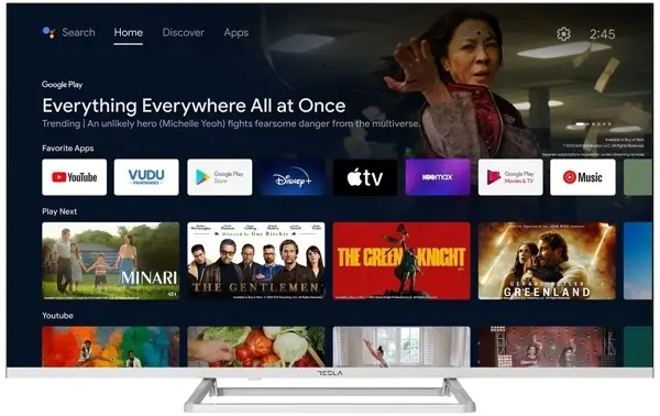 TV Tesla 43E635SUS 43” (109cm), White/ frameless, 3840x2160 (UHD), DVB-T/T2/C/S/S2, Android 11