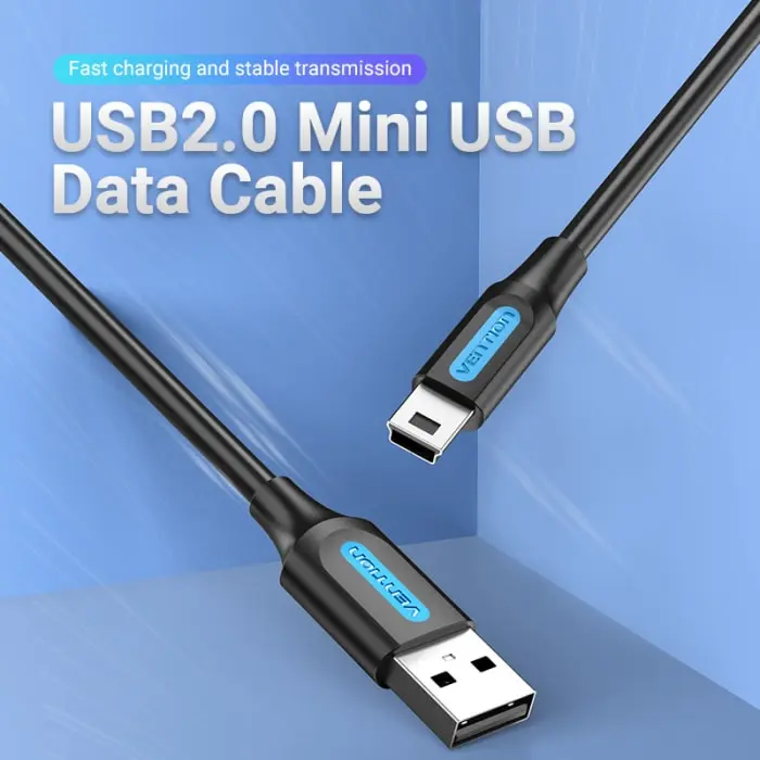 VENTION COMBI USB 2.0 A Male to Mini-B Male Cable 3M Black PVC Type (Mini USB)