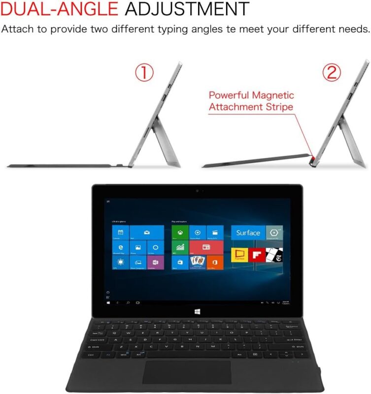 Fintie Microsoft Surface Pro 2017 / Pro 4 / Pro 3 Type Cover, Ultra-Slim Portable Wireless Bluetooth Keyboard with Two-Button