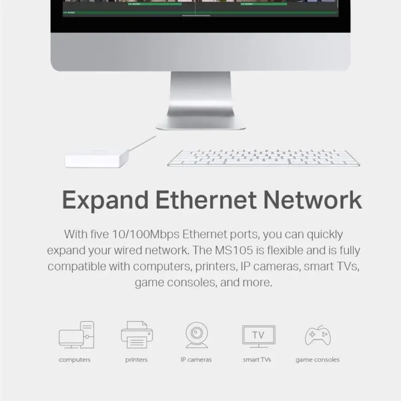 სვიჩი MS105, MERCUSYS 5-Port 10/100Mbps Desktop Switch