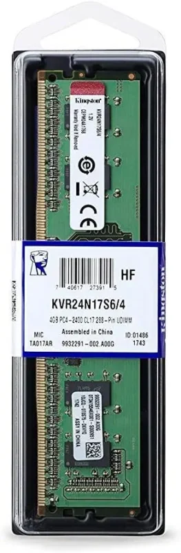 --ოპ. მეხსიერება - Kingston PC DDR4 4GB 1.2 V 2400MHZ - KVR24N17S6/4