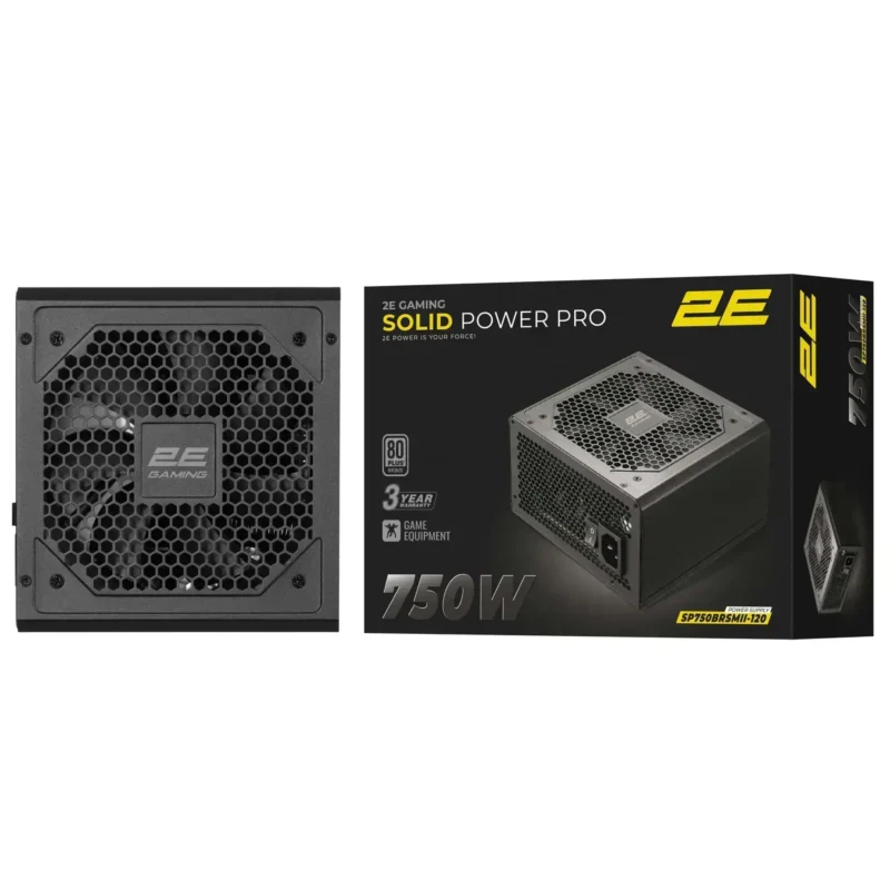 2E GAMING PSU Solid Power (750W), >85%, 80+ Bronze, 120mm, 1xMB 24pin(20+4), 2xCPU 8pin(4+4), 3xMolex, 6xSATA, 4xPCIe 8pin(6+2), Semi Modular