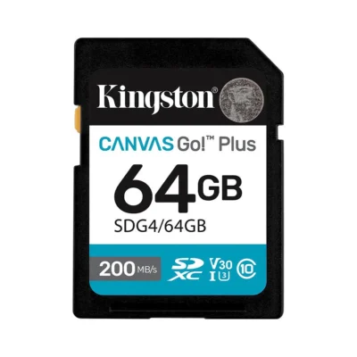 +მეხსიერების ბარათი Flash Card/ Kingston Canvas Go Plus 64GB SD Card | Up to 200MB/s | Class 10, UHS-I, U3, V30 | SDG4/64GB