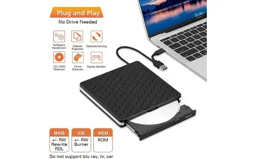 გარე ოპტიკური დისკის წამკითხველი Tishric External DVD-RW ECD829 USB3.0 + Type C