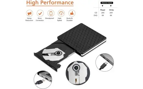 გარე ოპტიკური დისკის წამკითხველი Tishric External DVD-RW ECD829 USB3.0 + Type C