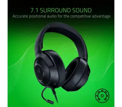 Razer Kraken X Ultralight Gaming Headset: 7.1 Surround Sound - Lightweight Aluminum Frame