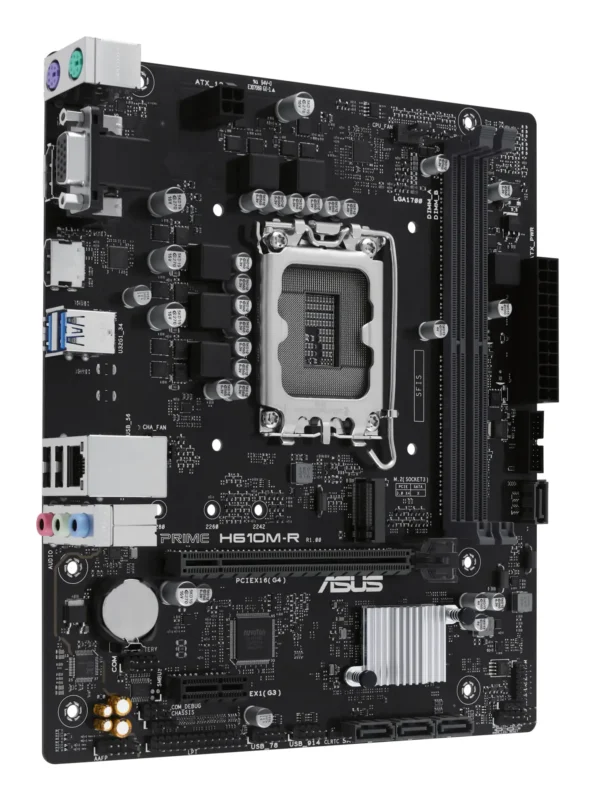 4დედა დაფა H610M-R-SI, Asus M-ATX motherboard, DDR5, M.2 slot, Realtek 1 Gb Ethernet, DisplayPort, HDMI™, VGA, USB 3.2