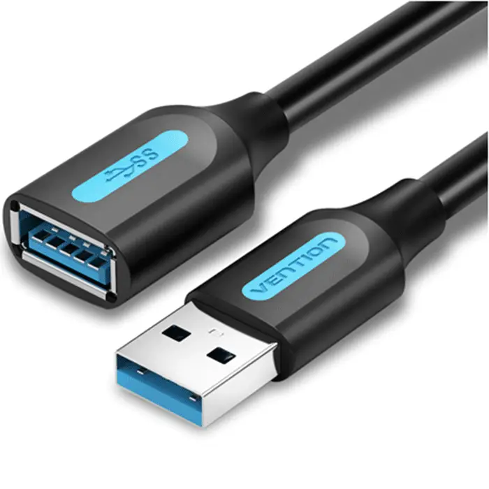 USB კაბელი VENTION CBIBI USB 2.0 A Male to A Female Extension Cable 3M black PVC Type