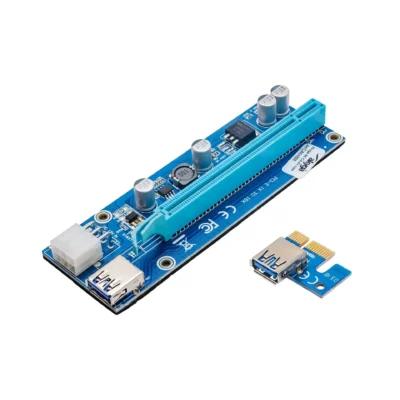 PCI-E PCI Express Riser 1X to 16X USB3.0 converter card 6pin version Left connector