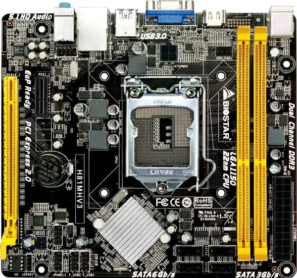 -დედა დაფა Biostar LGA 1150, H81MHV3, H81,video, 1PCIX, 1PCIe, 5.1 Audio, 2DDR3