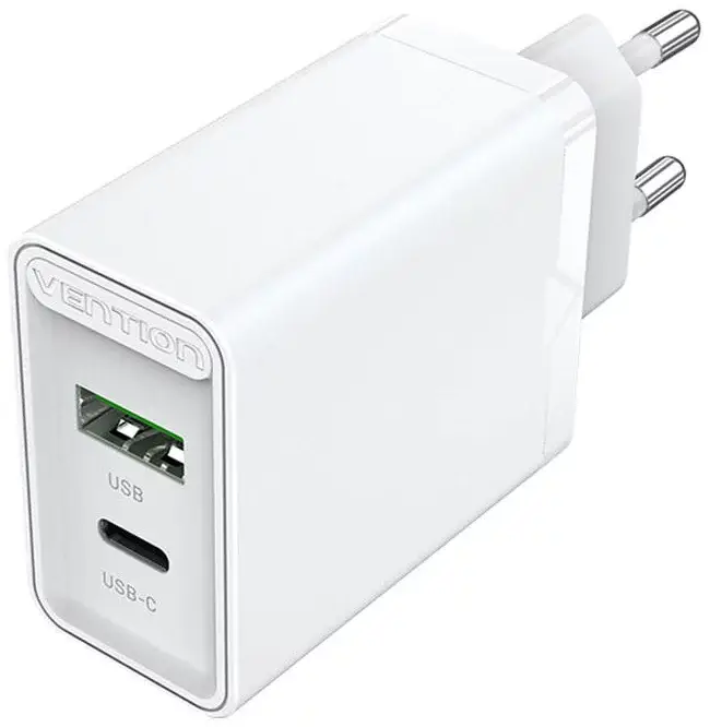 VENTION FBBW0-EU Two-Port USB(A+C) Wall Charger (18W/20W) EU-Plug White