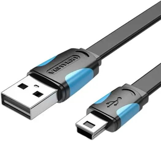 VENTION VAS-A14-B100 Flat USB2.0 A Male to Mini 5 Pin Male Cable 1M Black