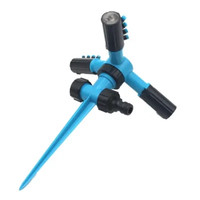 CMS4581L Automatic 360 Rotating Adjustable Garden Water Sprinklers Lawn Irrigation System with 3 Arm Sprayers and Spike Base(Blue)
