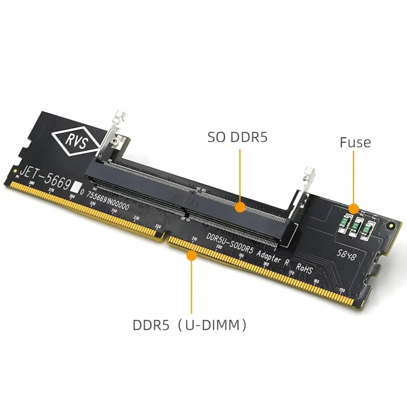 გადამყვანი Memory Converter so DDR5 to DDR5 U-DIMM Desktop DIMM Riser Card Expansion Adapter for PC