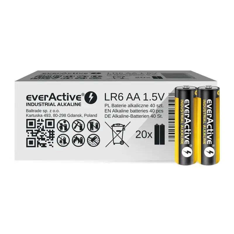 ელემენტი ცალი - LR6 40PAK (20x2) everActive Industrial Alkaline
