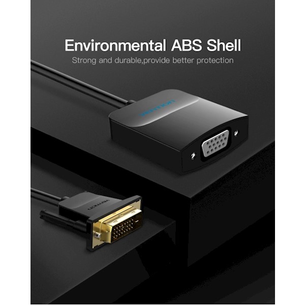 ადაპტერი VENTION EBBBB DVI to VGA Converter 0.15M Black Metal Type