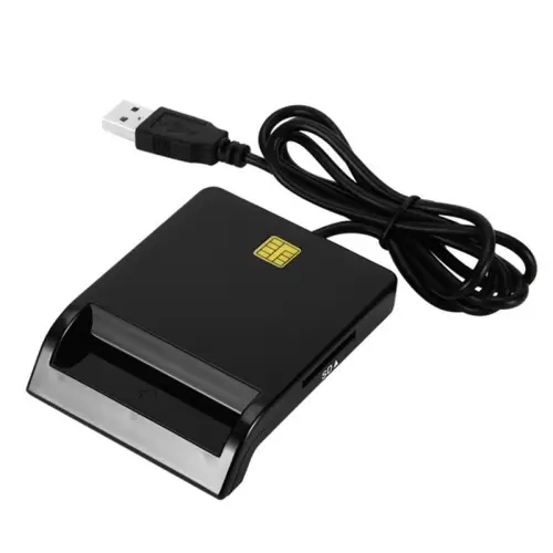 ბარათების პირადობის წამკითხავი PC2024B Rcoketek CR301 Smart CAC Card Reader USB 2.0 Bank Card SIM Card Tax Reader (Black)
