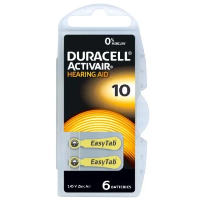 სმენის აპარატის ცალი 10 - 6BL DURACELL ACTIVAIR BATERIE.DO.APA.SLU.