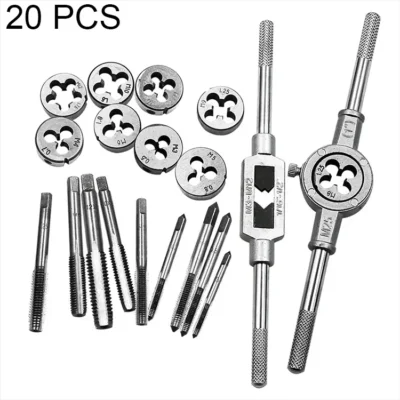 ხრახნმჭრელი 20 PCS Multi-specification Tap and Die Combination Set Hand Metric Wire Tapping Wrench Winch HC6116