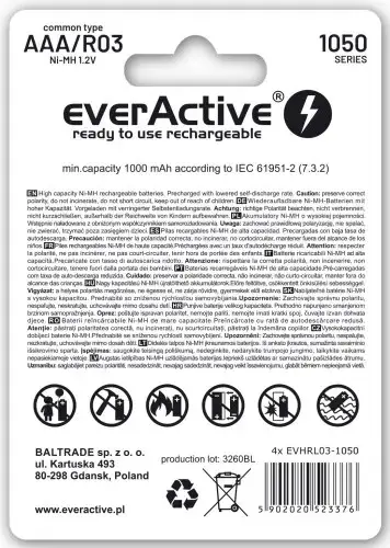 დასამუხტი ელემენტი R03 AKU 4BL everActive 1050 professional line