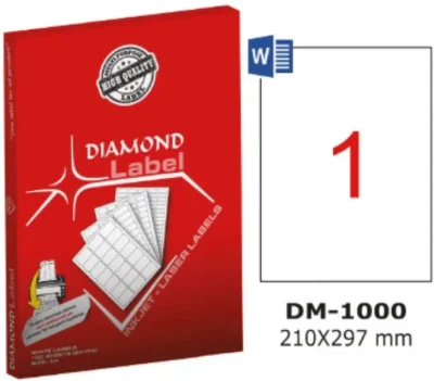 ლეიბლი 1 ნაჭრიანი DIAMOND 210x297მმ A4 100 ფურცელი