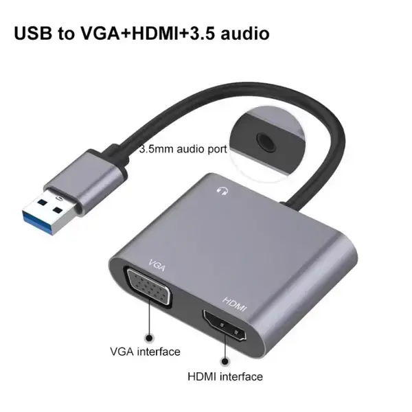 გადამყვანი MBC6615 USB-C / Type-C 3.0 to HDMI / VGA Converter