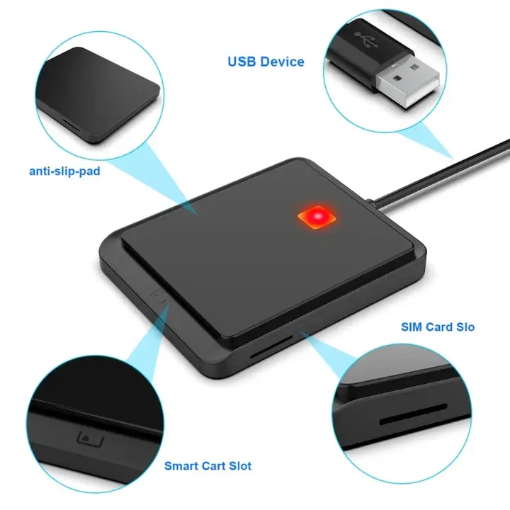 ქარდრიდერი ბარათების წამკითხავი Rocketek CR317 USB 2.0 SIM / ID / CAC Smart Card 2 in 1 Card Reader (Black) PC2172B