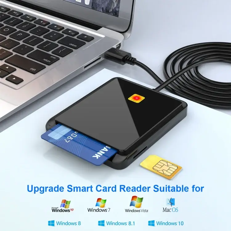 ქარდრიდერი ბარათების წამკითხავი Rocketek CR317 USB 2.0 SIM / ID / CAC Smart Card 2 in 1 Card Reader (Black) PC2172B