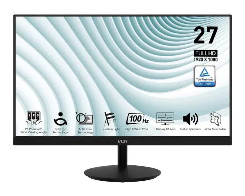 მონიტორი 9S6-3PA2CT-085 MSI - PRO MP271A 27" (69 cm) Flat IPS 1920x1080 48 ~ 100Hz 3001ms (MPRT) 4ms 178°/178° Black-Black