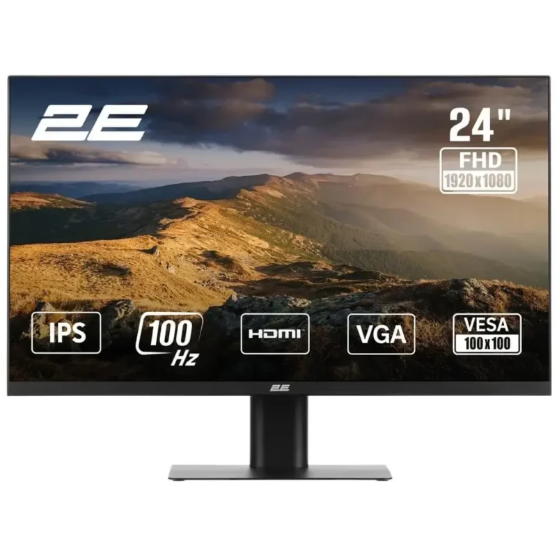 მონიტორი 2E 23.8" F2425B D-Sub, HDMI, IPS, 100Hz 2E-F2425B-01.EU