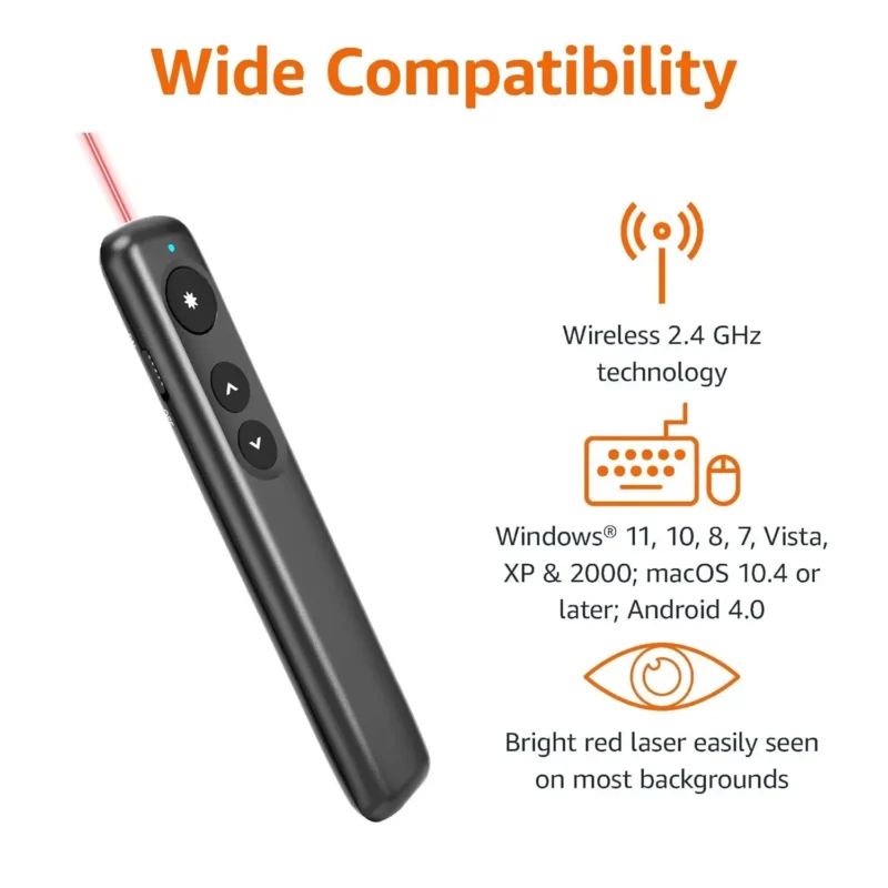 პრეზენტერი Deli 2.4GHz Page Turner USB Clicker With Red Light For PPT(Black) TBD0604253101A 2802