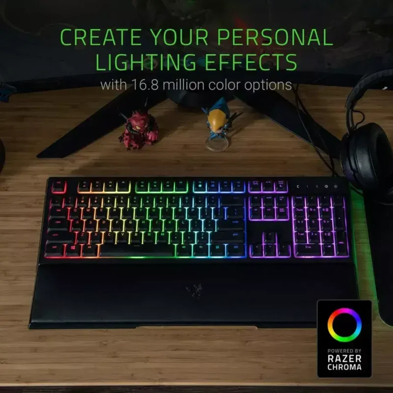 +Razer Ornata Chroma Gaming Keyboard: Chroma RGB Lighting - Individually Backlit Keys - Detachable Plush Wrist Rest - Programmable