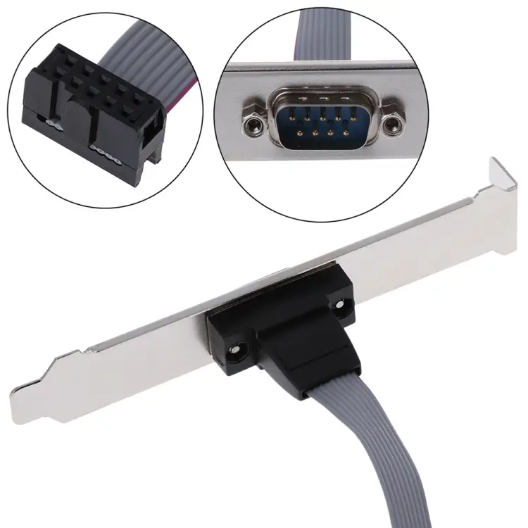 com პორტის გადამყვანი S-PC-0243 DB9 9pin Com Port host case Cable / RS232 port plate cable, Length: 36cm(Grey)