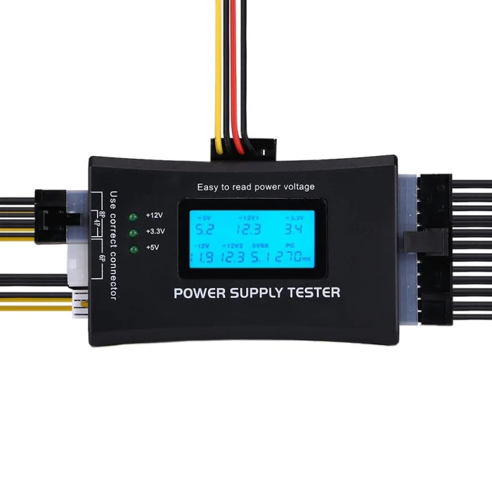 კვების ბლოკის ტესტერი S-PC-0922 Digital LCD Display PC Computer 20/24 Pin Power Supply Tester