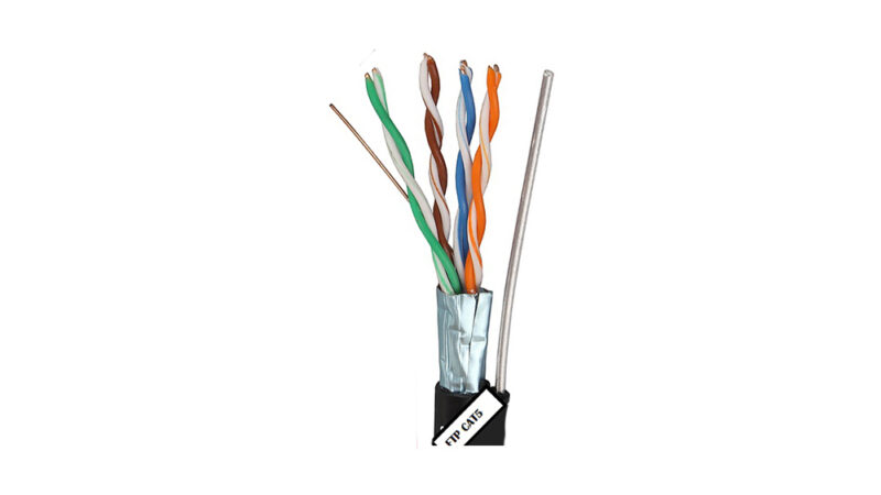 ქსელის კაბელი გარე CAT5e FTP cable OUTDOOR 100% Cu 0.5mm± 0.008mm with messenger