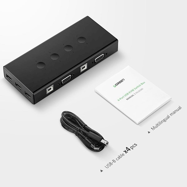 სვიჩი UGREEN (50280) 4-Port USB KVM Switch Box