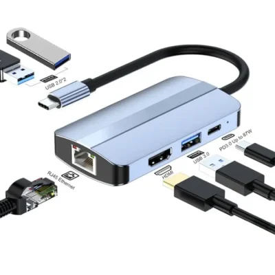 დოკ სადგური JUNSUNMAY 6 in 1 Type-C to 4K HDMI / Ethernet Docking Station Adapter USB-C Hub Multiport Converter SYA0020399 BYI-2203