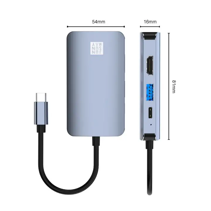 დოკ სადგური JUNSUNMAY 6 in 1 Type-C to 4K HDMI / Ethernet Docking Station Adapter USB-C Hub Multiport Converter SYA0020399 BYI-2203